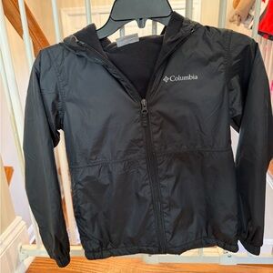 Columbia Black Hooded Kids Windbreaker Jacket size small